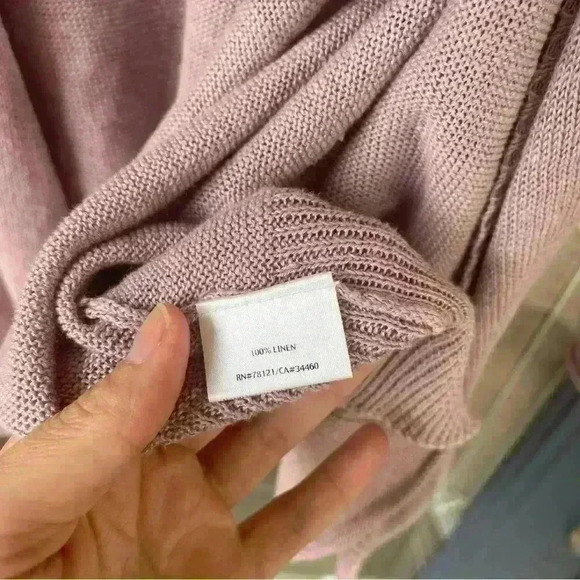 Eileen fisher 100% linen size large lavender mauve 3/4 length cardigan mint cond - Picture 5 of 11